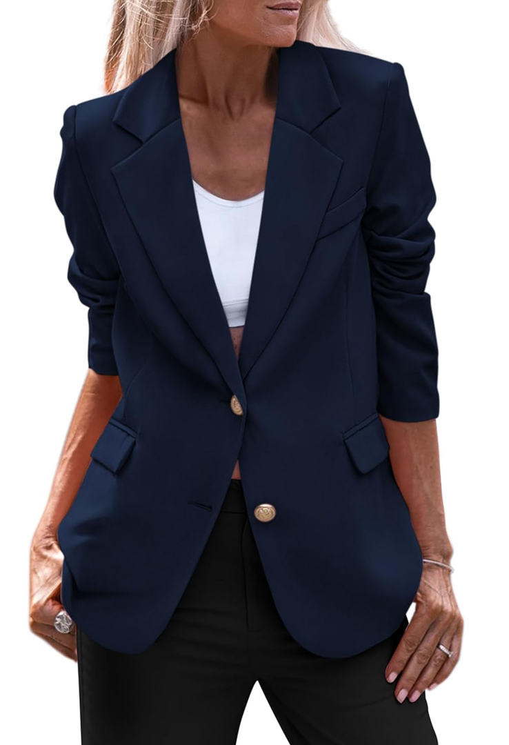 PRETTYGARDEN Women's Spring Fall Business Casual Blazers Long Sleeve Notch Lapel Trendy Work Office Blazer Jackets Outerwear S