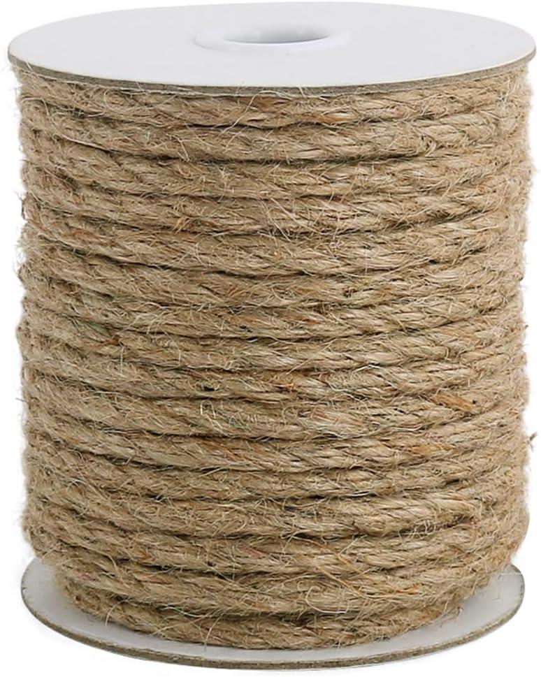 Vivifying 6mm Jute Rope, 66 Feet Natural Heavy Duty Brown Twine for Crafts, Cat Scratching Post, Gardening, Bundling and Hanging