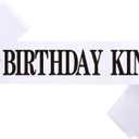 Birthday King Sash White for Men Black Foil Letter 21st 30th 40th 50th 60th or Any Fun Birthday Party Favors Decorations (White Black)