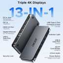 Acer Premium 13-in-1 Docking Station with 110W PD & Triple Monitor Support | Dual 4K HDMI and DP,5Gbps USB A/C,Gigabit Ethernet,Security Lock | Laptop Docking Station for Windows/Dell/HP/Lenovo/Asus