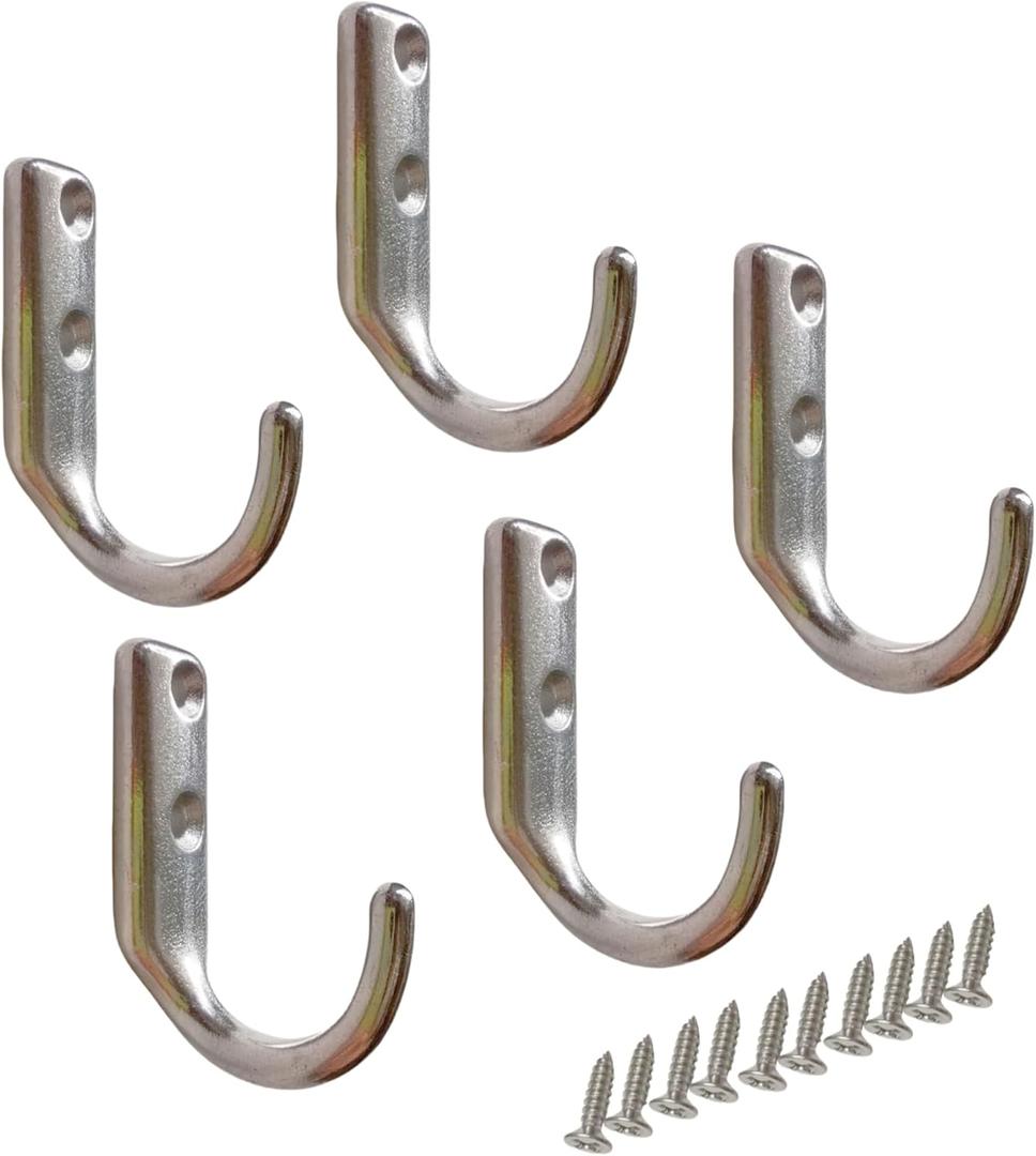 5Pcs 316 Stainless Steel Wall Hook, Marine Grade Coat Hook, J-Type/T-Type Single Hook Marine Hardware Fittings, with Screws (J-Type)