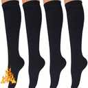 YEJIMONG Warm Thick Knee High Socks for Women, 4 Pairs Cotton Cushioned Long Socks for Running Hiking Skiing Gifts