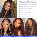 Highlight Curly Wave Lace Front Wig Wear and Go Glueless Wigs Human Hair Pre Plucked Pre Cut Wet and Wavy Lace Front Wigs 180% Density T Part Highlight Ombre Curly Wig (FS1B/30,12inch)