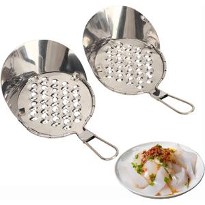 2pcs Bean Jelly Scraper, Stainless Steel Jelly Scraping Cold Noodle Scraper Cheese Grater Manual Zester Fruit Scrapers Food Making Snack Tool Butter Grater Spaetzle Noodle Maker