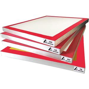 Aluminum Screen Printing Screens, 20 x 24 Inch Pre-Stretched Silk Screen Frames, Dry Sift Screen Set, Polyester mesh Screen, 60 90 110 200 Mesh, Micron Equiv 250 165 149 75 (4pack), 3 White 1 Yellow