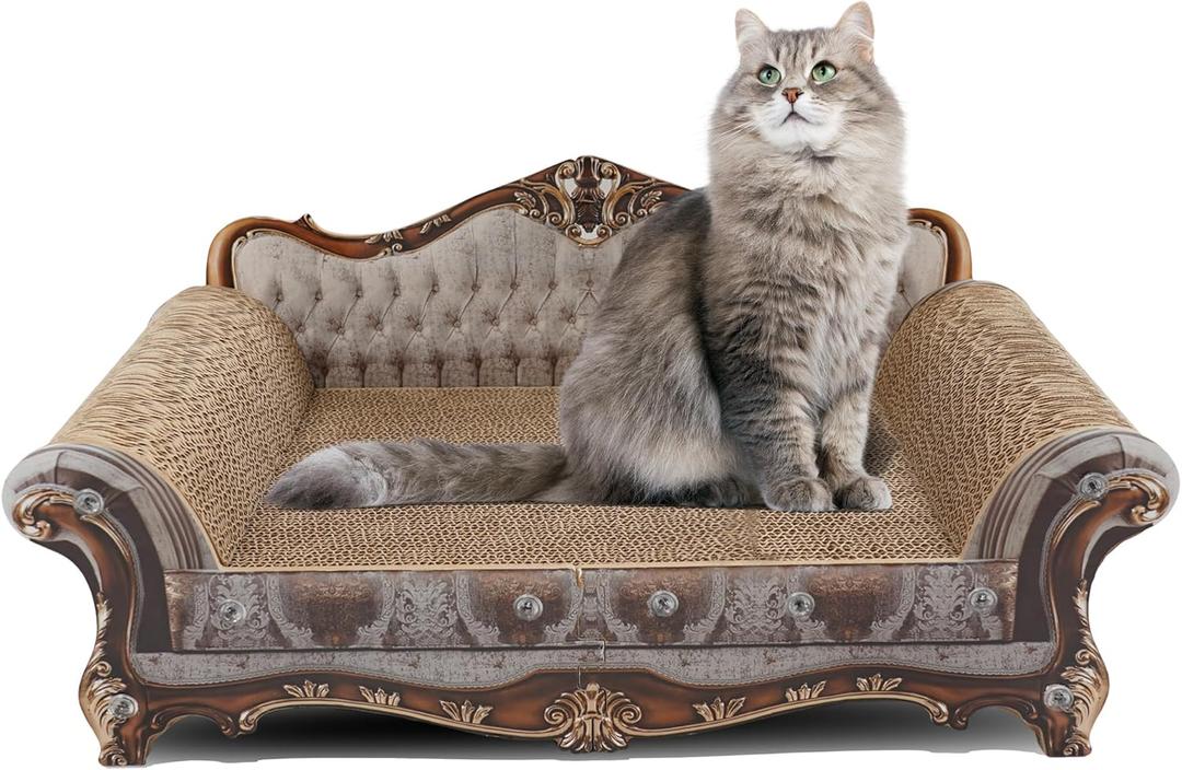 Sofa Shaped Scratching Couch, Thick Scratching Cardboard, Lounge Bed for Indoor Rest&Play, Sofa Scratcher Pad (23 "L X 12.2" W X 10.6 "H)