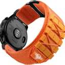 Bandletic Tactical Nylon Compatible with Garmin Fenix 7X 6X 5X Watch Band - 26mm Quick Fit Rugged Strap for Fenix 8 51mm/Instinct 2X Solar 3/Enduro 2 3/Quatix 3/Tactix 7/Epix 2/D2 Bravo Delta/Descent (Orange)
