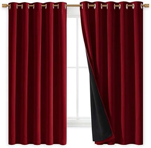NICETOWN 100% Blackout Cold Blocking Curtain Panels, Thermal Insulated Curtains, Noise Reducing Drapes for Thanksgiving Day Window Decor (Set of 2, Burgundy Red, 70 inches Wide by 63 inches Long) NICETOWN 100% Blackout Cold Blocking Curtain Panels, Thermal Insulated Curtains, Noise Reducing Drapes for Thanksgiving Day Window Decor (Set of 2, Burgundy Red, 70 inches Wide by 63 inches Long)
