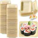 100 Pcs Disposable Square Palm Bowls Palm 4.3 x 3.94 Inch Leaf Bowls Bamboo Disposable Plates Square Wood Plates for Birthday Party, Wedding Events, Appetizer, Dessert, Catering and Home Use