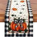 Pack of 3 Artscope Pumpkin Bow Buffalo Plaid Fall Table Runner,Thanksgiving Holiday Kitchen Dining Table Decoration for Fall Home Decor 13x120 Inch