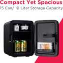 Frigidaire Mini Personal Fridge Cooler, Countertop, Holds Up to 10L/15 Cans, Brushed Black Stainless Rugged Design, Portable for Skincare, Makeup, Car, Office, Bedroom, Dorm Room, or Cabin