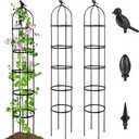 2 Pack Garden Obelisk Trellis for Climbing Plants Outdoor, 6.7FT Adjustable Metal Plant Support with 3 Decorative Tops, Black Rustproof Trellis for Roses, Tomatoes, Clematis & Vines