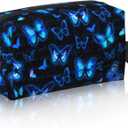 Large Makeup Bag Butterfly Toiletry Bag for Women Cute Cosmetic Bags with Handle Portable Makeup Pouches for Purse Pretty Gifts for Teacher Mom Sister Girlfriend