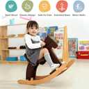 Kids Wooden Rocking Horse, Boy and Girs Ride-On Toy with Foot Pedal, 31.5*9.8*20.5
