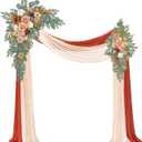 Artificial Arch Flowers Kit(Pack of 4),2Pcs Artificial Flower Arch Decor, 2Pcs Drapes, Ceremony and Reception Background Rose Decoration, Terracotta Champagne Floral Party Outdoor Decor