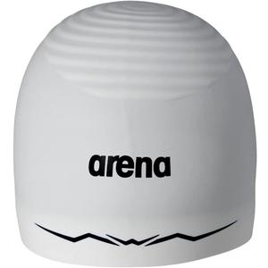Arena Silicone Racing Swim Cap Men and Women Aquaforce Wave Hydrodynamic Performance Competitive Intensive Swimming (Medium, White)