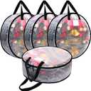 Dntorx 4 Pack Clear Christmas Wreath Storage Container, 30 x 8 Inch Wreath Storage Bag with Sturdy Handle and Dual Zip
