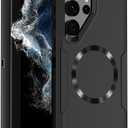 Designed for Samsung Galaxy S25 Ultra Case,Magnetic,Double Drop Protection Heavy Duty,Compatible with MagSafe,Dustproof,No Fading, No Yellowing,for Men Women,Black