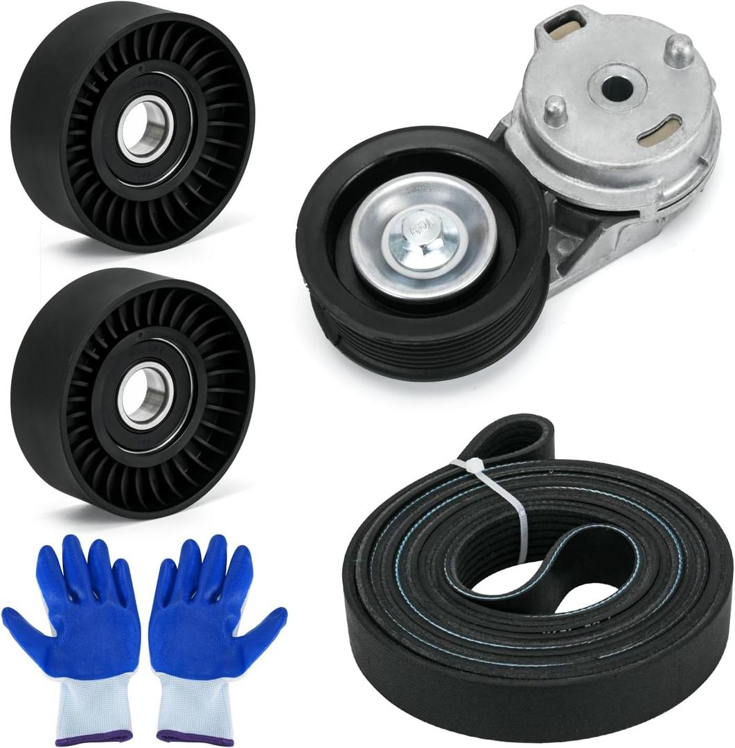 38382 Drive Belt Tensioner Pulley and Serpentine Belt Assembly Kit Fit for Dodge Ram 1500/2500/3500 5.7L V8 2003-2008 Replace # 53032130AA 53032130AC 38058 7PK2570