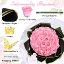 Waipfaru Pink Glitter Roses Bouquet, DIY Flowers Bouquet, Birthday Gifts for Women Mom Grandma Wife Girlfriend, 36 Pcs Fake Rose for Valentines, Mothers Day, Anniversary, Graduation Gifts