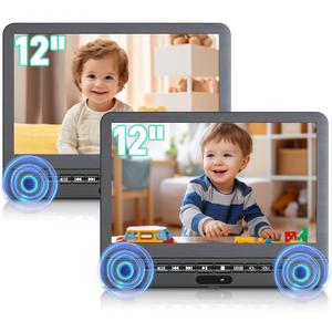 12.5" Dual Portable DVD Players for Car Headrest, Desobry Car DVD Player Dual Screen Play a Same or Two Different Movies with 5-Hour Rechargeable, Regions Free, Support USB/Sync TV
