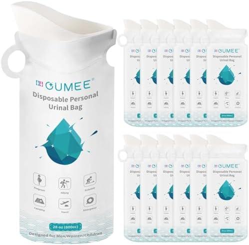 OUMEE 800ML Emergency Disposable Urinal Bags, 28 Pcs Camping Pee Bags Unisex Urine Bag Vomit Bag for Travel Traffic Jam Portable Toilet Bag for Men Women
