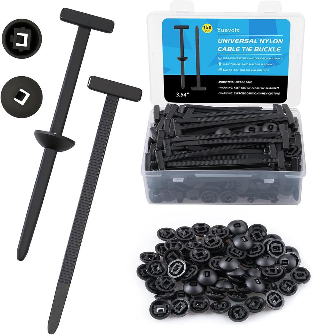 150Pcs Nylon Car Cable Ties Fasteners Zip Tie Clips & Plastic Rivet Straps with One-Way Locking Teeth for Bumper Fender Engine Splash Shield Wiring Harness Interior/Exterior DIY Repair