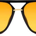 SOJOS Sunglasses for Women & Men, Square, Retro, Polarized Lens, Trendy Aviator, 90s Shades (Black/Yellow)