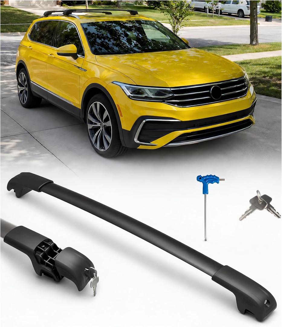 for Volkswagen Tiguan Roof Rack Cross Bars 2018-2026 & VW Taos 2022-2026, Lockable 300 lbs Aluminum Roof Rails Crossbars Rooftop Cargo Bar, Not for Tiguan Limited