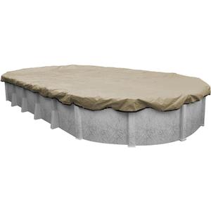 Pool Mate 311224-4-PM 20-Year Professional-Grade Winter Oval Above-Ground Pool Cover, 12 x 24-ft, Tan