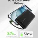 Belkin Portable Charger, Power Bank 10000 mAh w/Integrated Cable - 20W Fast Charge USB-C Power Delivery, iPhone Charger - Apple iPhone 17, Air, Pro, Pro Max, iPad, Samsung Galaxy S25, & More - Black