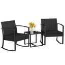 Homall Patio Furniture Set 3 Piece Resin Outdoor Bistro Set Rocking Patio Chairs with Cushions and Table for Porch, Poolside, Balcony and Yard (Black)