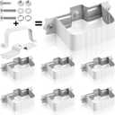Hicarer 6 Sets Gutter Downspout Straps 2x3 and Downspout Wall Bracket, Gutter Straps Extension Adapter White Aluminum Alloy Brackets Holder Attach Exterior Wall