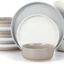 LIANYU Dinnerware Set for 6, 18PCS Dining Plates and Bowls Dishes for Kitchen Dining, Ceramic Dinner Set, Scratch Resistant & Dishwasher Safe, Assorted Colors