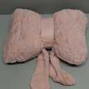 Dusty Pink Bow Pillow,16'' Bow Decorative Pillows with Faux Rabbit Fur,Soft Bow Throw Pillows Aesthetic Bow Shaped Pillow for Bed Sofa Couch Home Decor (Large-16 * 12 Inch)