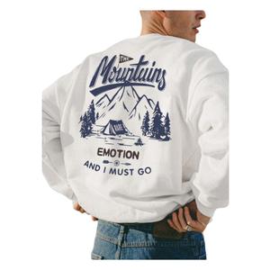 Milumia Men's Letter Graphic Sweatshirts Crewneck Long Sleeve Pullover Tops (White, M)