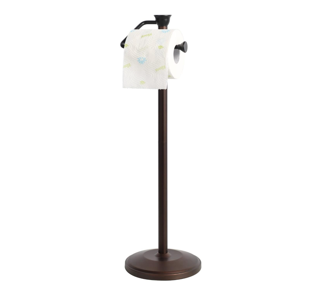 ZCCZ - Toilet Paper Holder Stand, Free Standing Toilet Paper Roll Holder Tissue Rolls Holder Stand with Reserve, Bathroom TP Dispenser Storage for 5 Mega Rolls - ORB Stand with Dispenser Orb