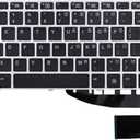 TLBTEK Keyboard Replacement Without Backlight Compatible with HP EliteBook 745 G3 745 G4 840 G3 840 G4 and ZBook 14u G4 Series Laptop 821177-001 836307-001 819876-001 836308-001