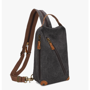 KL928 Canvas Sling Bag Crossbody Bags Small Backpack Pack Travel Purse Convertible Purses for Women Men 6887-canvas-black