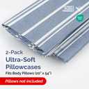 Body Pillowcases Set of 2-20x54 Long Body Pillow Case - Soft Body Pillow Cover for Sleeping & Side Sleepers - Comfy, Wrinkle & Fade Free - Machine Washable w/Envelope Enclosure Blue Stripes 3