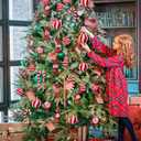 28 Pcs Candy Cane Ornaments for Christmas Tree Decoraions,Candy Cane Christmas Decorations,Plastic Peppermint Ornaments for Tree Party Hanging Decor Holiday Red and White Decoration (Red)