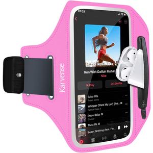 Phone Holder for Running-Arm Band for Running for iPhone & Samsung Galaxy, Cell Phone Armband Holder for Walking, Gym, Workout, Men, Women, w/Adjustable Strap & Zipper Pocket (Pink-M)