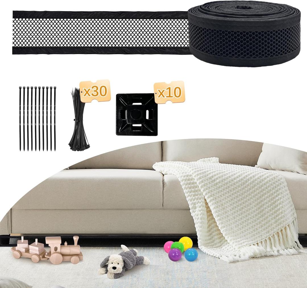 Under Couch Blocker, 1.96''x39.3ft Under Bed Blocker for Pets, Toy Blockers for Under Furniture with 30 Zip Ties, Couch Accessories