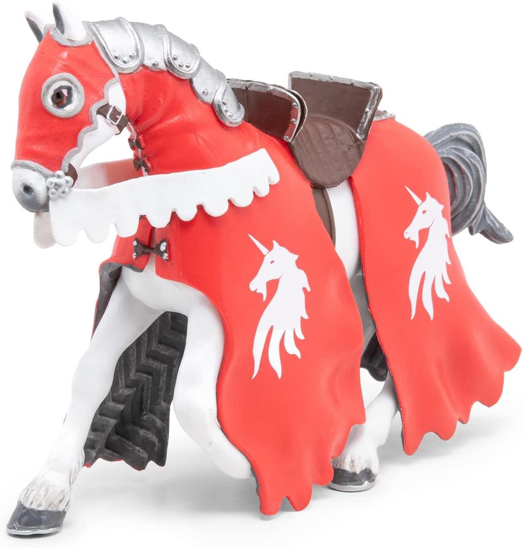 Papo -Hand-Painted - Figurine -Medieval-Fantasy -Horse of Unicorn Knight with Spear -39781 - Collectible - for Children - Suitable for Boys and Girls - from 3 Years Old, Multicolor