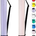 2-Pack Extendable Poster Tubes Expand from 24.5 to 40 with Shoulder Strap | Carry Documents, Blueprints, Drawings and Art | Creamy White and Violet Portable Round Storage Cases with Lids and Labels (large)