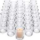 LETINE 72-Pack Votive Candle Holders Designed for Wedding Decor - Glass Candle Holder & Tea Lights Candle Holder - Candle Holders for Christmas, Wedding Centerpieces, Thanksgiving (Clear)