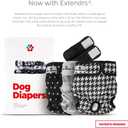 Pet Parents Washable Dog Diapers (3pack) + Extendrs of Durable Doggie Diapers, Premium Dog Diapers Female (Small, Luxe)