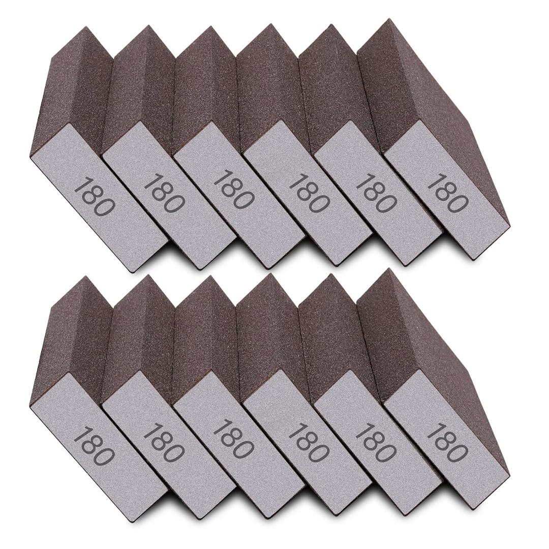 12Pcs Sanding Sponge 180 Grit Fine Sanding Blocks for Drywall Metal Wood Washable and Reusable