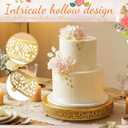 Wenqik 2 Pack Cake Stand Set, 14/16 Inch Metal Round Cupcake Dessert Stand Decorative Elegant Cake Display for Weddings Party Birthday Baby Showers Anniversary (Floral Lace,Gold)