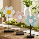3 Pcs Spring Flower Wooden Table Sign Freestanding Flower Tabletop Farmhouse Centerpiece for Tables Party Favors Rustic Wooden Decors for Home Tiered Tray Decor